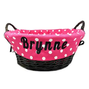 Pink Polka Dot Toy Basket