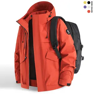 Men's Relaxed Fit Windproof Outdoor Jacket - Long-Sleeve, Full-Length Zipper, Durable Casual Top for Cycling, Hiking, Cold Weather