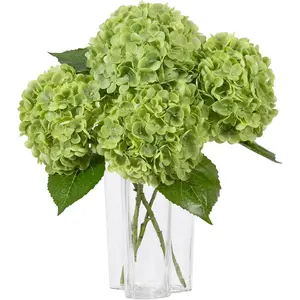 6/12Pcs Large Hydrangea Artificial Flowers,20 inch Latex Real Touch Hydrangeas Lifelike Hydrangea Flower for Home Wedding Bouquets Centerpieces Party Living Room Decoration(Green)