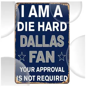 Dallas Fans Metal Tin Plate for Home Office Kitchen Bar Cafe Garden Farm Farmhouse Rustic Wall Decor 8x12 Inch