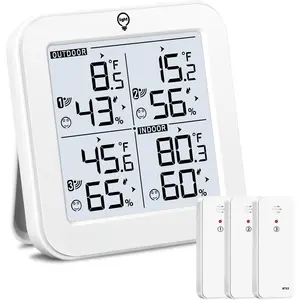 Indoor Outdoor Thermometer  Weather Station with 3 Sensors, Digital Hygrometer Remote Thermometer, Thermometer Temperature Humidity  with Adjustable Backlight, USB Port (500 )