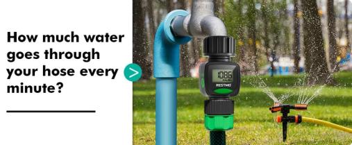 RESTMO Water Flow Meter, High Measure Accuracy, Measure Gallon/Liter Consumption and Flow Rate for Outdoor Garden Hose Watering, RV Water Tank Filling, Lawn Sprinkler and Nozzle Sprayer