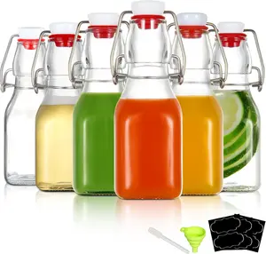 4oz Swing Top Glass Bottles,Small Flip Top Glass bottles with airtight Caps for  Brewing,Kombucha,2nd Fermentation,Kefir,Beverages,Soda,Oils,Vinegar,Limoncello,Vanilla extract 6 Pack