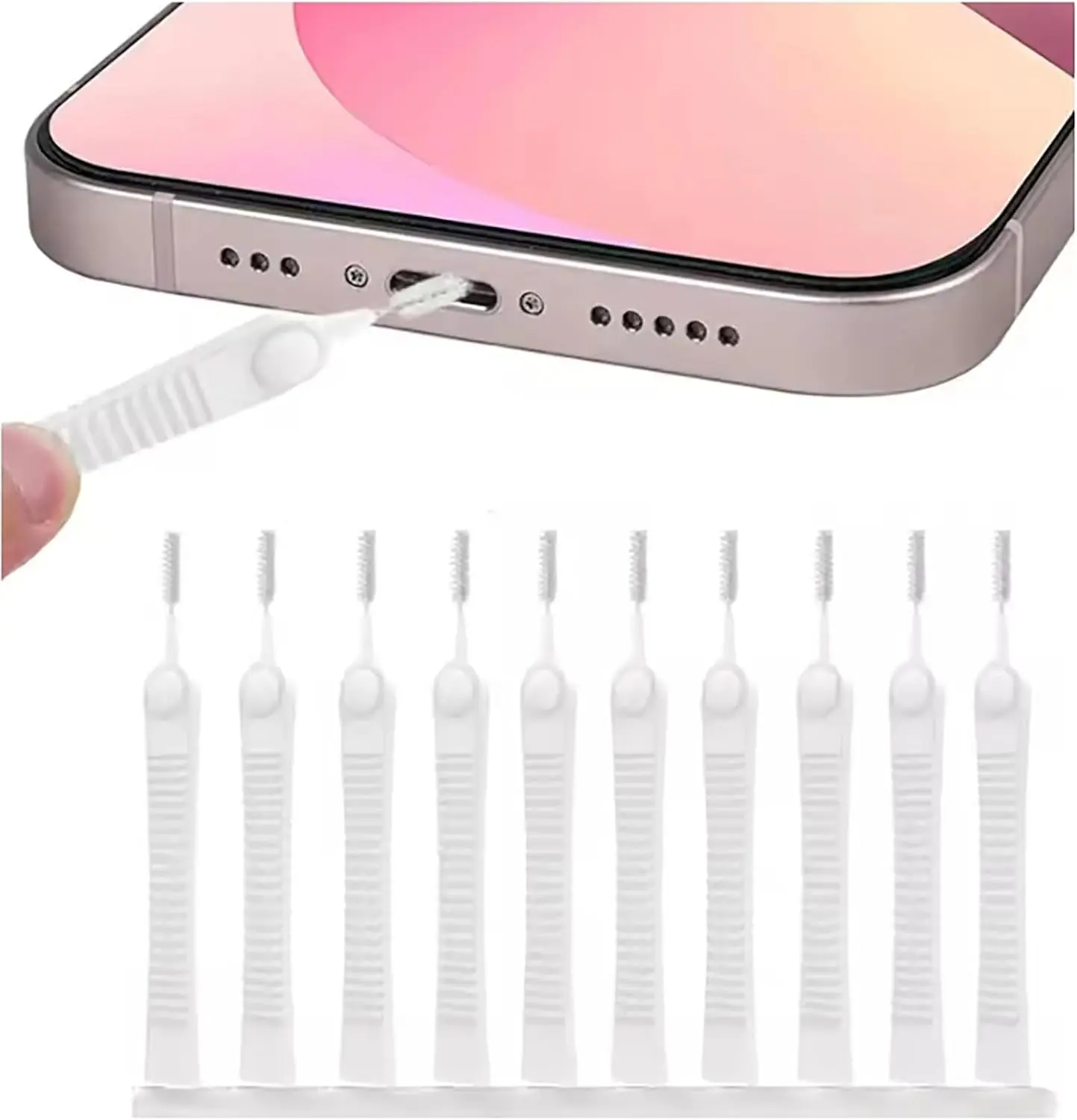 10-Piece White Camera & Cell Phone Cleaning Kit - Compact, Portable, Heat-Resistant Nylon 10-Piece Cleaning Brushes, Effective Dust Remover, Speaker Cleaner Tool for Smartphones, iPhone Charging Ports, Heat Resistant Brush