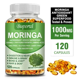 Buporai Moringa Leaf 1000mg  - Antioxidant Superfood Powder- Energy Skin Blood Sugar Immune (120 capsules)