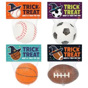 Halloween Sports Stress Balls for Kids – 30 Pack Non-Candy Teal Pumpkin Toys and Gifts, Trick-or-Treat Classroom Exchange, Football, Soccer, Baseball, Basketball Fidget Toys for Boys and Girls