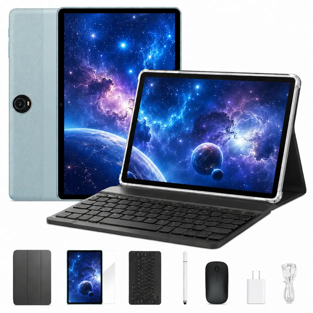 【SummerWins】11-inch Ultra-Thin Android 16 Tablet real 32GB RAM, 256GB ROM, 2TB Expandable, Octa-Core, Dual Cameras 5MP+8MP, 8000mAh Battery, All-in-One with Keyboard, Mouse, Stylus, Case & Cable — Perfect for Work, Study & Gaming, FathersDayGift