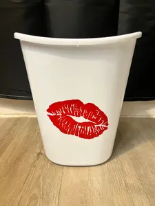 Naughty Red Lips Boho Trash Can