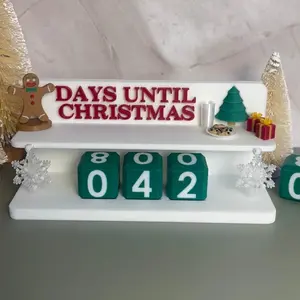 Very Merry Christmas Counter with 4 Dice & 2 Mini Accessories for Festive Countdown - Advent Calendar - Fun Red Green Design Snowflake Candy Cane Stocking Options
