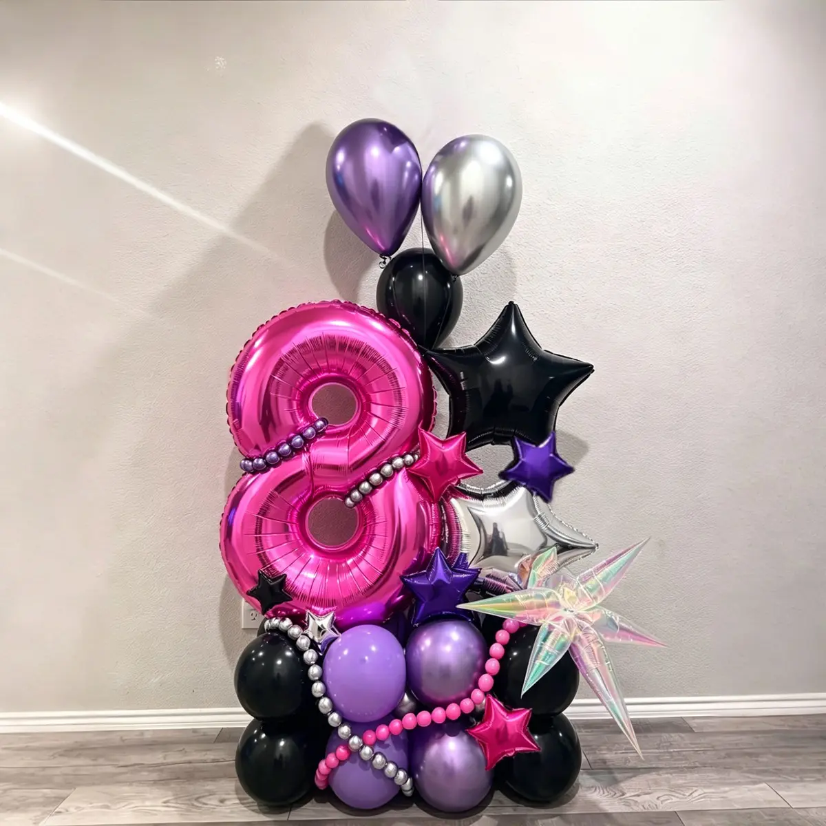 41pcs 32-Inch Number Balloons, Y2K Style Rainbow Water Droplets, Explosion Star Design, Balloon Set, Perfect for Girl Birthday Party Decorations