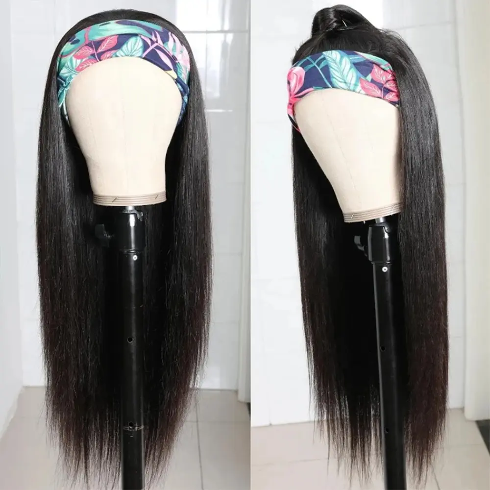 16-28 Inch Straight Headband Wig Human Hair Wigs Brazilian Full Machine Made Wigs For Women No Glue No Sew In Scarf Wig On Sale