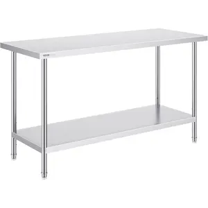 VEVOR Stainless Steel Prep Table, 30x 72x 34 Inch, 920 lbs Load Capacity, Heavy Duty Metal Worktable with 3 Adjustable Height Levels, Commercial Workstation for Kitchen Garage Restaurant BackyardVEVOR Super Brand Day
