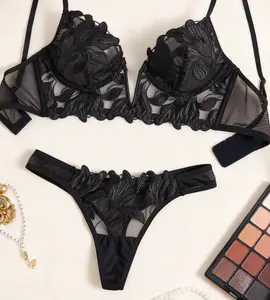 Tik Tok Ladies' Charming, Sexy And Romantic Transparent Lace Set With Blue