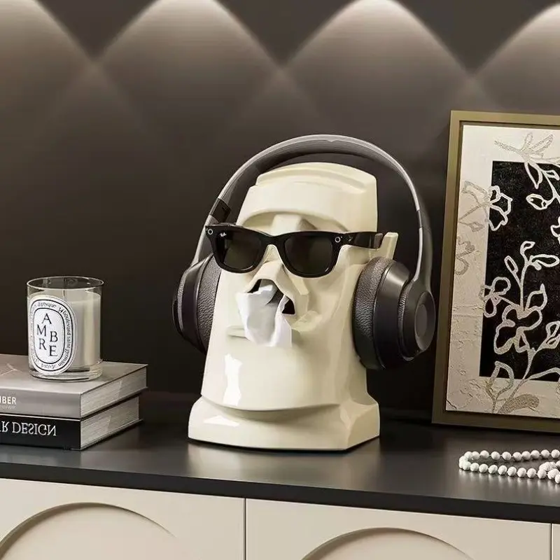 High-Design Compact Design Paper Towel Holder & Earphone Stand for Headphones, Classic Statue Shape, Space-Saving, Perfect for Desk, Nightstand, Living Room