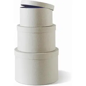 Soul & Lane Round Cardboard Boxes with Lids - Set of 3, Paperboard Circle Gift Cylinders for Flower Arrangements and Presents, Large Floral Decorative Boxes for Home Decor and Storage, Gray