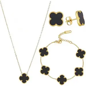 Icon Set of 3 Lucky Clover Necklace Bracelet Earrings