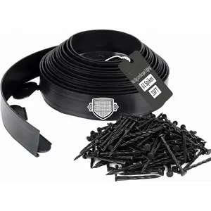4 in x 33 Ft Garden Landscape Edging, No Dig Garden Edging Border Kit with 61 count Spikes for Flower Bed Lawn Yard Grass Black