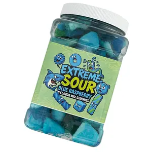 Extreme Sour Blue Raspberry Flavor mix Gummies 1.5 LB Jar