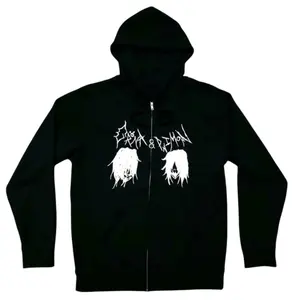 Crona x Paimon Unisex Full Zip Hoodie Black with Custom Logo Design