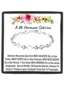 To My Beautiful Niece Interlocking Heart Tennis Bracelet with Message Card and Gift Box Birthday/Christmas/Graduation/Encouragement Gift