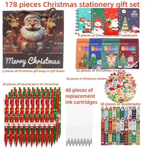 178 sets of Christmas combo kits: gel pens, colorful crayons, replacement ink cartridges, notebooks, stickers and bookmarks - holiday gifts, back-to-school season, Christmas gifts