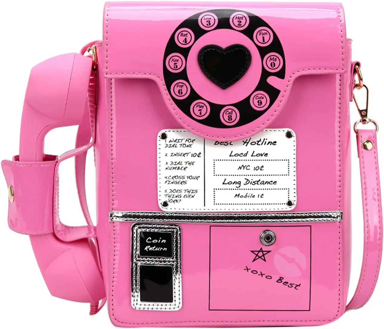 Reflective Novelty Telephone Shaped Shoulder Bag for Women Fashion Microphone Crossbody Chain Purse