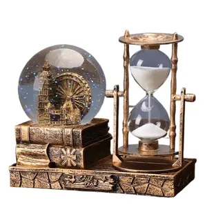 Retro luminous crystal ball hourglass ornament, home daily personalized commemorative ornament, romantic birthday gifts for boys and girls, friends and classmates