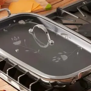 PRINCESS HERITAGE SIGNATURE Nonstick Double Burner Griddle with PFOA-Free Surface & Vented Tempered Glass Lid for Even Heat Distribution