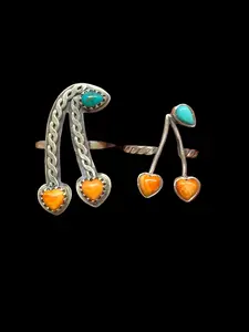 Handcrafted Orange Spiny Cherry Rings