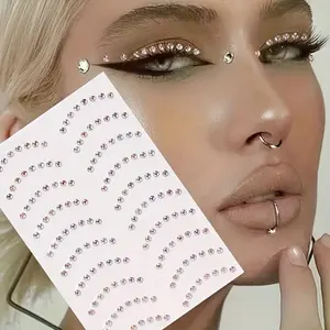 20pcs Simulated Eyebrow Moon Glitter Water Stickers, 3D Simulation Eye & Face Decorative Adhesive Sheets, DIY Music Festival Y2K Makeup Party Decoration