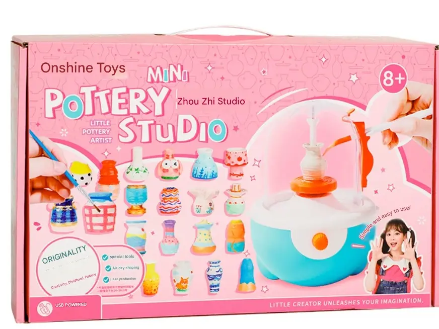 Pottery Wheel Mini Kit for Kids & Beginners, Complete Air Dry Clay & Sculpting Tools Set, DIY Arts & Crafts Creative Toy, Perfect Christmas Birthday Holiday Gift for Boys Girls Teens