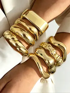 Women's Abs Resin Open Bracelet Set, Fashionable Bangle, Vintage Exaggerated Luxury Design, Perfect for Daily Wear, Parties, Weddings & Gifts