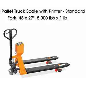 Pallet Truck Scale with Printer - Standard Fork, 48 x 27", 5,000 lbs x 1 lb