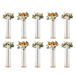 VEVOR 10PCS 35.43inchTall Crystal Wedding Flowers Stand, TikTokShopBlackFriday, Luxurious Centerpieces Flower Vases Crystal Gold Vase Metal, Perfect for T-stage Wedding Party Ceremony Dinner Event Hotel Home Decor