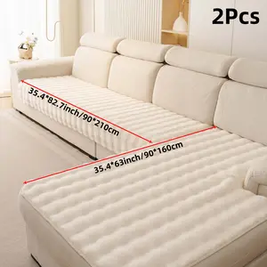 2PCS Plush Anti-Slip Sofa Covers - Pet Scratch-Resistant Couch Protector - Soft & Cozy Seat Cushion for L-Shaped and Standard Sofas Sofa Slipcover