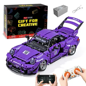2088PCS 993 Turbo Purple Storm Dynamic RC Technic Building Blocks, Classic Retro Sports Model Car Bricks for Adult Collectors & Gifts
