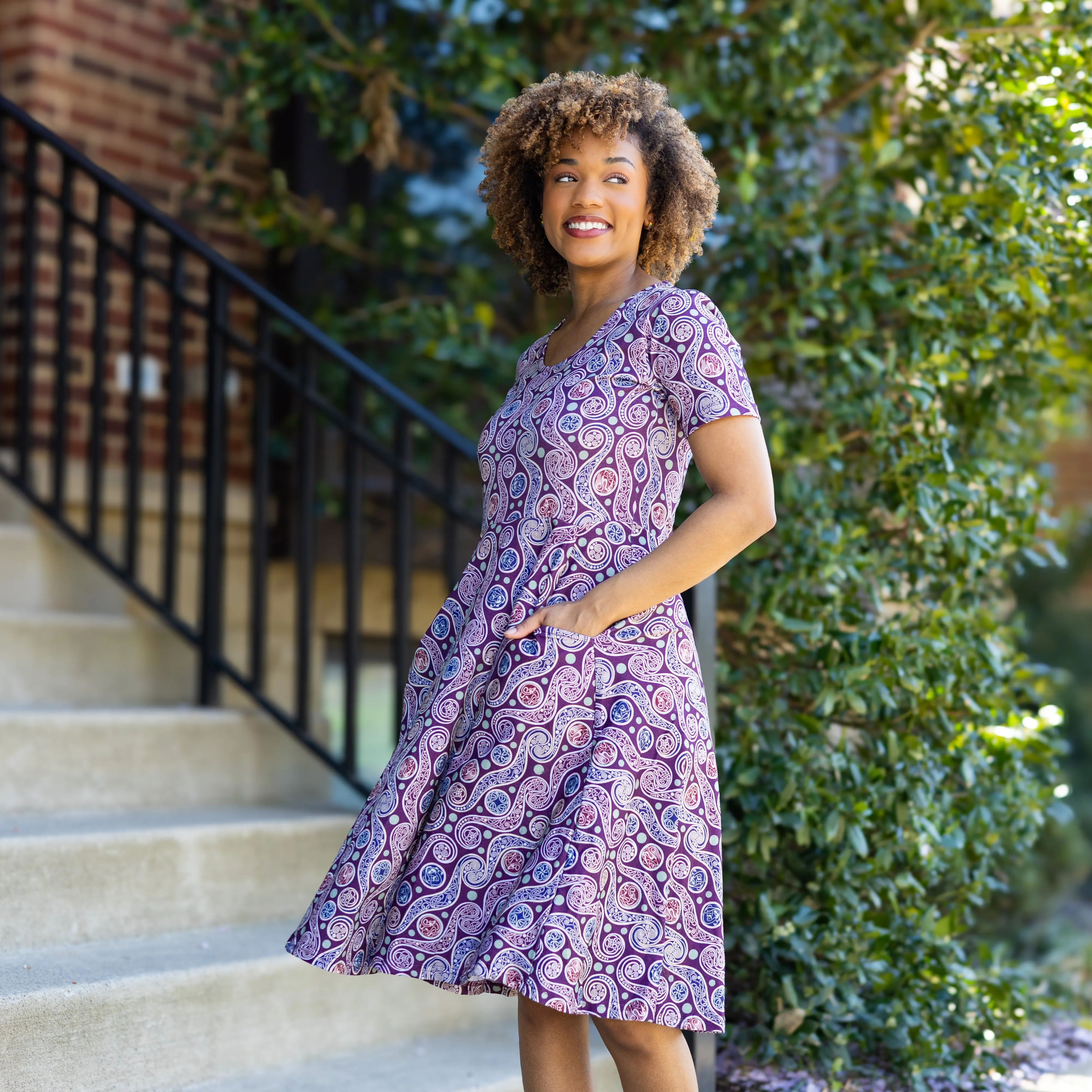 Celtic Paisley Twirl Dress with Pockets