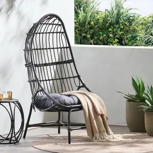 ELON COCOON CHAIR Modern Dining Chair for Living Room Bedroom Home Office Accent Armchair Upholstered Single Seat with Backrest Stylish Comfy Furniture Gray, Dining Room Chairs for Kitchen, Dining Room, Living Room, Restaurant Style Seating