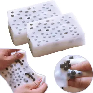 2PC Pimple Popping Toy, Square Skin Picking Fidget Toys Sensory Squishy Picky Pad for Stress Relive, Skin Picking Pimple Popping Fidget Toys for Adults (2PC White) (White)