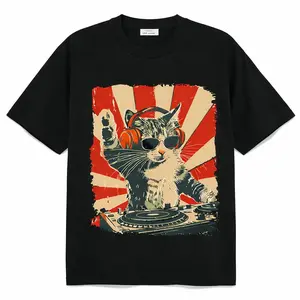 Cool DJ Cat T-shirt, Funny Cat With Headphones Shirt, Stylish Cat Lovers Gift, DJ Cat Kitty Sweatshirt, Trendy Cat Graphic Shirt
