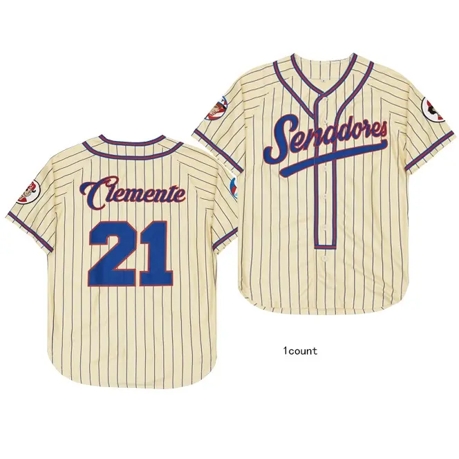 Men's Roberto Clemente #21 Embroidered Jerseys - Senadores de San Juan Throwback V-Neck, Breathable Athletic Sports Top, Casual Sporty Top