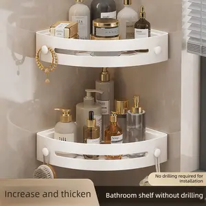 Corner Shower Rack Without Drilling, Suction Cup Design, Rust-Resistant Abs Plastic, Space-Saving Bathroom Storage Shelf