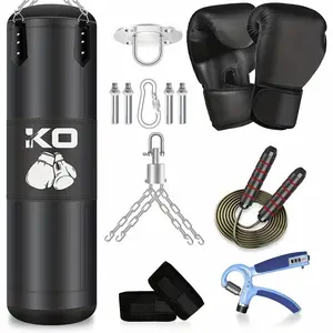 4FT Punching Bag For Adults, 9-in-1 Unfilled Heavy Punching Bag, Heavy Punching Bag With 12OZ Gloves, Wraps, Chain, Ceiling Hook For MMA Kickboxing Boxing Karate Muay Thai Taekwondo
