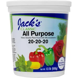 All purpose watersoluble fertilizer with micronutrients to provide general growth on all plants 1.5lbs