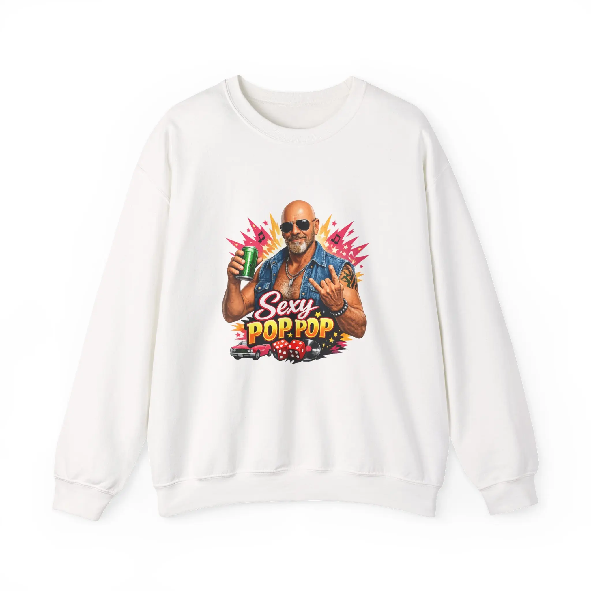 Hawt Pop Pop Graphic Sweatshirt | Retro Pop Art Grandpa Design