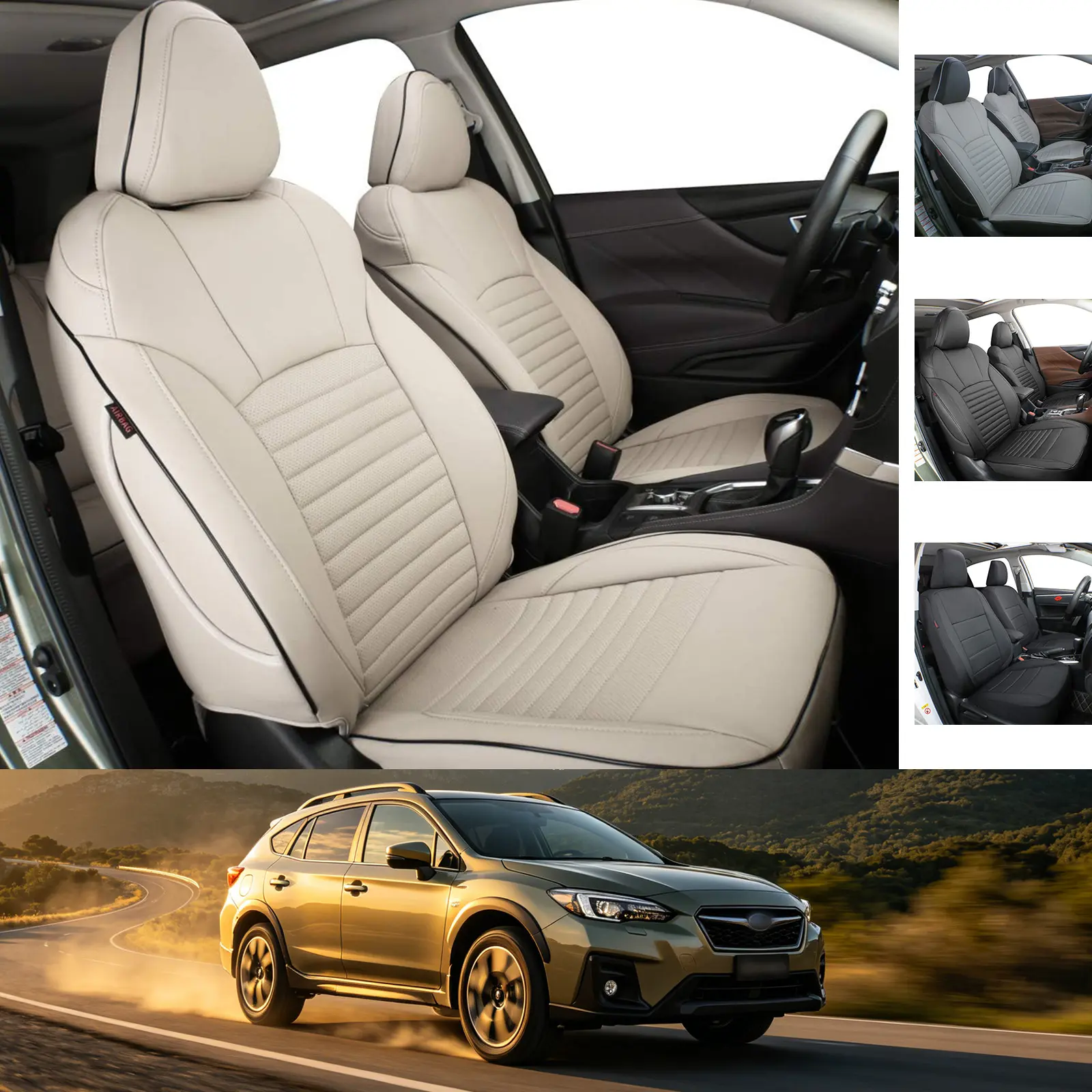 EKR Custom Fit Subaru Crosstrek Car Seat Covers (Fits 2013-2026 Base, Rear W/Armrest & W/O Armrest) Full Coverage Leather black Waterproof Stain-Resistant Easy Install All-Season Car Seat Protection Interior Upgrade 2-Year Warranty fathersdaygift
