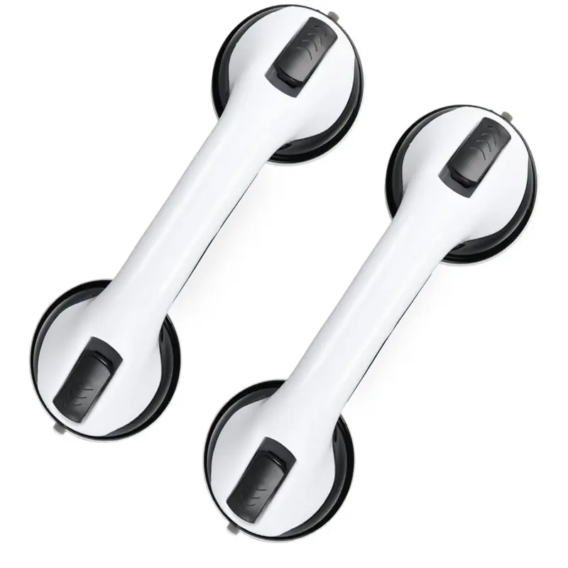 Grab Bars for Bathtubs and Showers - 2 Pack 12 Inch Strong Suction Shower Bars for Safety, Available in Black and White