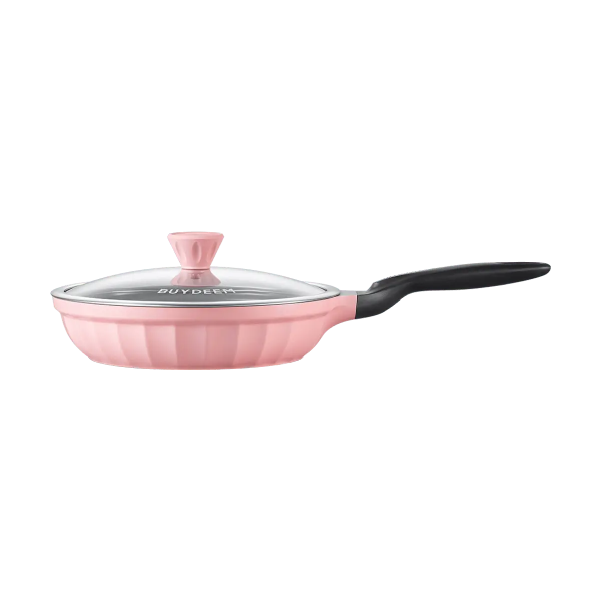 BUYDEEM Frying Pan - 26cm Ceramic Non-Stick, Pink Cookware, PFOA-Free, Low Smoke, Oil-Saving, Easy to Clean, Induction-Compatible for Healthy Egg Cooking