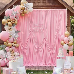 【Mother's Day】4x10FT Backdrop Curtains - 2 Panels Wrinkle-Free Polyester Drapes for  Graduation Decorations 2026 Baby Shower Birthday Wedding Stage Pink Party Backgrounds