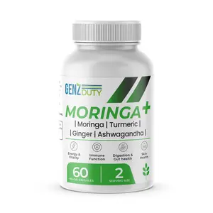 GENZDUTY Moringa+ Superfood Capsules with Turmeric, Ginger & Ashwagandha for Energy, Immune Support, Digestion, Vitality & Overall Wellness